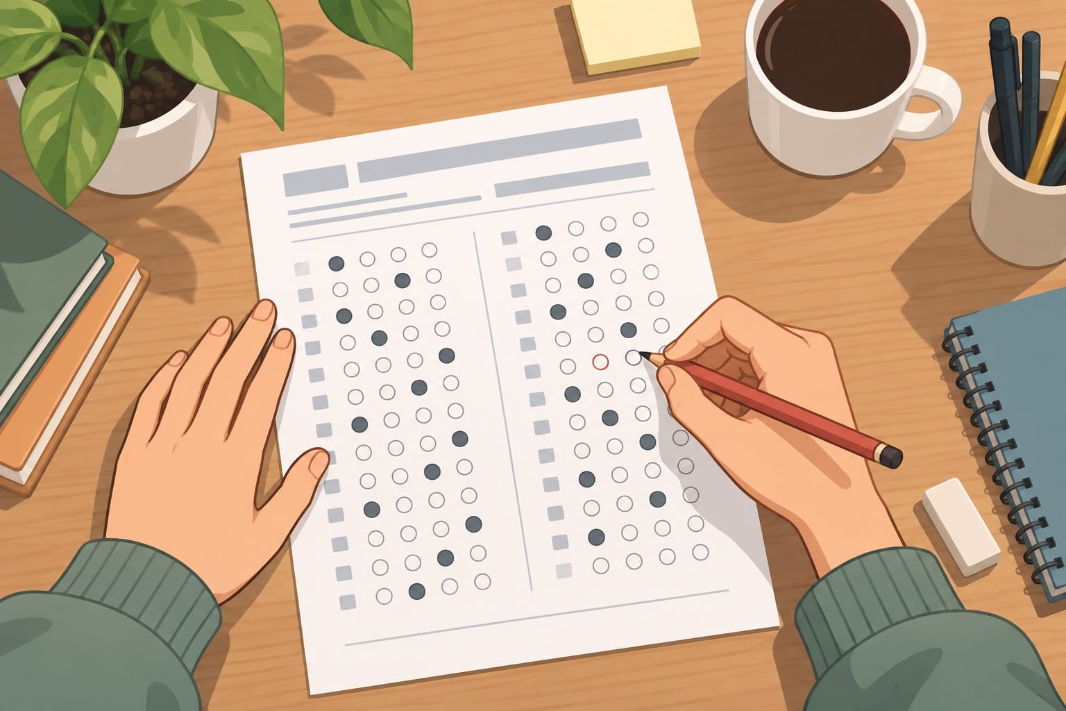 A marked Slovak exam sheet with errors highlighted and one blank unanswered item